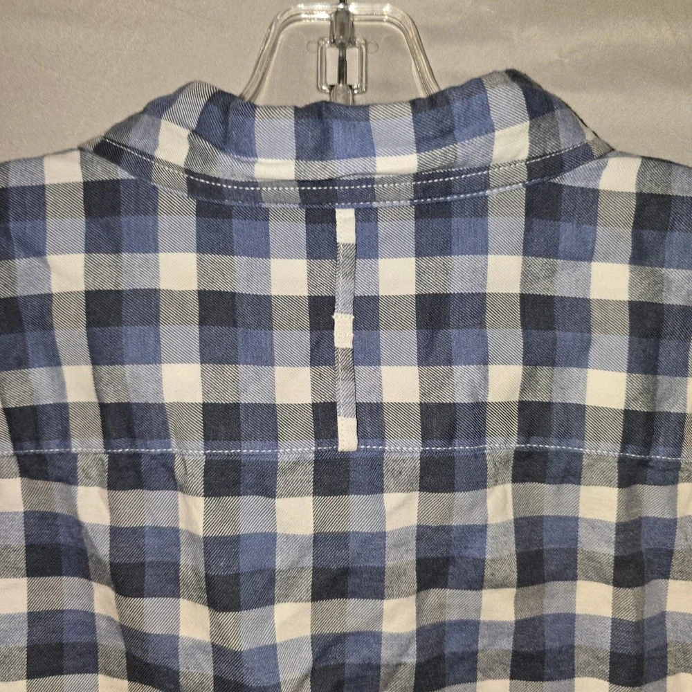 Banana Republic Luxe Flannel Shirt Large Men Blue Check Slim Fit Button Down